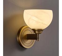 Natural Alabaster Wall Sconce Mid Century Modern Bedside Marble Wall Lamp in Brass Finish, Vintage Decor Indoor Wall Mount Lamp Fixtures for Hallway Bedroom Living Room Stairs, d
