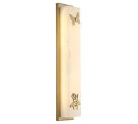 Natural Alabaster Wall Sconce Modern Marble Wall Lamp LED Dimmable Bathroom Vanity Light Brass Bedroom Wall Lamp with Stone Shade for Living Room Kitchen Dining Room Hallway