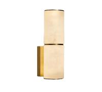 Natural Alabaster Wall Sconces, Spanish Natural Marble Sconces Vanity Wall Lighting, Modern Cylinder Brass LED Wall Light for Bathroom Mirror, Living Room, Bedroom, Hallway, Stairs