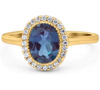 Natural Alexandrite Ring in 925 Sterling Silver Yellow Gold Plated Color-Changing Gemstone Ring for Women Birthstone Gift (Adjustable)