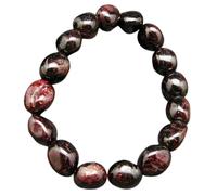 Natural Almandine Garnet 12mm Smooth Cut Beads Gemstone Stretch Bracelet Tumble Shape Stone Red Color 7 Inch Stretchable Wristband For Unisex Healing Meditation Prosperity Gift & Luck |L_STBC_00232_8