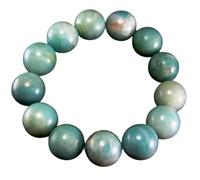 Natural Amazonite 14mm Smooth Cut Beads Gemstone Stretch Bracelet Round Shape Stone Aqua Blue Color 7 Inch Stretchable Wristband For Unisex Healing Meditation Prosperity Gift & Luck |L_STBC_00238_7
