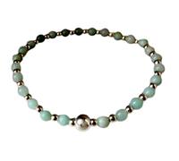 Natural Amazonite 4mm Smooth Cut Beads Gemstone Stretch Bracelet Round Shape Stone Aqua Blue Color 7 Inch Stretchable Wristband For Unisex Healing Meditation Prosperity Gift & Luck |L_STBC_00240_8