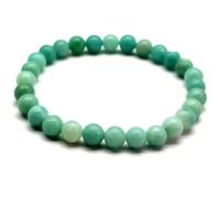 Natural Amazonite Chalcedony 6mm Smooth Cut Beads Gemstone Stretch Bracelet Round Shape Stone Aqua Blue Color 7 Inch Wristband For Unisex Healing Meditation Prosperity Gift & Luck |L_STBC_00264_7
