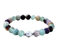 Natural Amazonite & Fluorite 8mm Smooth Cut Beads Gemstone Stretch Bracelet Round Shape Stone Multi Color 7 Inch Stretchable Wristband For Unisex Healing Meditation Gift & Luck |L_STBC_00251_6.5