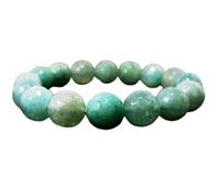 Natural Amazonite Jade 14mm Faceted Cut Beads Gemstone Stretch Bracelet Round Shape Stone Aqua Blue Color 7 Inch Stretchable Wristband For Unisex Healing Meditation Gift & Luck |L_STBC_00268_6.5