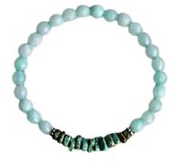 Natural Amazonite & Turquoise 8mm Smooth Cut Beads Gemstone Stretch Bracelet Mix Shape Stone Multi Color 7 Inch Stretchable Wristband For Unisex Healing Meditation Gift & Luck |L_STBC_00260_6.5