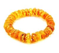 Natural Amber 12mm Smooth Cut Beads Gemstone Stretch Bracelet Rondelle Shape Stone Yellow Color 7 Inch Stretchable Wristband For Unisex Healing Meditation Prosperity Gift & Luck |L_STBC_00289_7