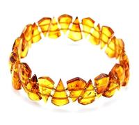 Natural Amber 14х10х3mm Smooth Cut Beads Gemstone Stretch Bracelet Triangle Shape Stone Yellow Color 7 Inch Stretchable Wristband For Unisex Healing Meditation Prosperity Gift & Luck |L_STBC_00294_6.5