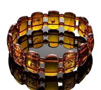 Natural Amber 16x4mm Smooth Cut Beads Gemstone Stretch Bracelet Baguette Shape Stone Red Color 7 Inch Stretchable Wristband For Unisex Healing Meditation Prosperity Gift & Luck |L_STBC_00296_7