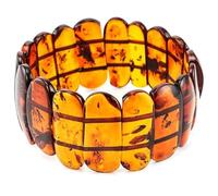 Natural Amber 45х15mm Smooth Cut Beads Gemstone Stretch Bracelet Oval Shape Stone Orange Color 7 Inch Stretchable Wristband For Unisex Healing Meditation Prosperity Gift & Luck |L_STBC_00300_7.5