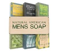 NATURAL AMERICAN ELEMENTS Bar Soap for Men, 100% Natural, Nature Scents, Essential Oils, Organic Shea Butter, No Harsh Chemicals, Pack of 6, Natural Soap Bars for Men, Made in the