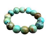 Natural American Spiderweb Turquoise 14mm Smooth Cut Beads Gemstone Stretch Bracelet Round Shape Stone Multi Color 7 Inch Wristband For Unisex Healing Meditation Prosperity Gift & Luck |L_STBC_00308_7