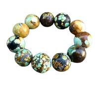 Natural American Spiderweb Turquoise 16mm Smooth Cut Beads Gemstone Stretch Bracelet Round Shape Stone Multi Color 7 Inch Wristband For Unisex Healing Meditation Prosperity Gift & Luck |L_STBC_00309_7