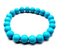 Natural American Turquoise 8mm Smooth Cut Beads Gemstone Stretch Bracelet Round Shape Stone Blue Color 7 Inch Stretchable Wristband For Unisex Healing Meditation Prosperity Gift & Luck |L_STBC_00306_7