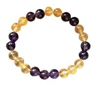 Natural Amethsyt & Citrine 8mm Smooth Cut Beads Gemstone Stretch Bracelet Round Shape Stone Multi Color 7 Inch Stretchable Wristband For Unisex Healing Meditation Gift & Luck |L_STBC_00311_6.5