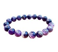 Natural Amethyst 10mm Smooth Cut Beads Gemstone Stretch Bracelet Round Shape Stone Multi Color 7 Inch Stretchable Wristband For Unisex Healing Meditation Prosperity Gift & Luck |L_STBC_00318_7