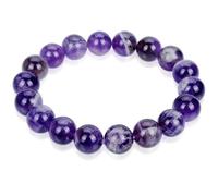 Natural Amethyst 10mm Smooth Cut Beads Gemstone Stretch Bracelet Round Shape Stone Multi Color 7 Inch Stretchable Wristband For Unisex Healing Meditation Prosperity Gift & Luck |L_STBC_00337_8