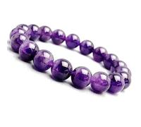 Natural Amethyst 10mm Smooth Cut Beads Gemstone Stretch Bracelet Round Shape Stone Purple Color 7 Inch Stretchable Wristband For Unisex Healing Meditation Prosperity Gift & Luck |L_STBC_00324_8