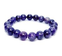 Natural Amethyst 10mm Smooth Cut Beads Gemstone Stretch Bracelet Round Shape Stone Purple Color 7 Inch Stretchable Wristband For Unisex Healing Meditation Prosperity Gift & Luck |L_STBC_00317_7.5