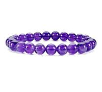 Natural Amethyst 12mm Smooth Cut Beads Gemstone Stretch Bracelet Round Shape Stone Purple Color 7 Inch Stretchable Wristband For Unisex Healing Meditation Prosperity Gift & Luck |L_STBC_00344_6.5