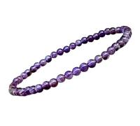Natural Amethyst 4mm Smooth Cut Beads Gemstone Stretch Bracelet Round Shape Stone Purple Color 7 Inch Stretchable Wristband For Unisex Healing Meditation Prosperity Gift & Luck |L_STBC_00359_7