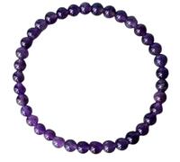 Natural Amethyst 4mm Smooth Cut Beads Gemstone Stretch Bracelet Round Shape Stone Purple Color 7 Inch Stretchable Wristband For Unisex Healing Meditation Prosperity Gift & Luck |L_STBC_00357_8