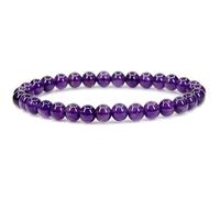 Natural Amethyst 6mm Smooth Cut Beads Gemstone Stretch Bracelet Round Shape Stone Purple Color 7 Inch Stretchable Wristband For Unisex Healing Meditation Prosperity Gift & Luck |L_STBC_00370_7.5