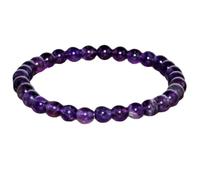 Natural Amethyst 6mm Smooth Cut Beads Gemstone Stretch Bracelet Round Shape Stone Purple Color 7 Inch Stretchable Wristband For Unisex Healing Meditation Prosperity Gift & Luck |L_STBC_00375_7.5