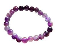 Natural Amethyst 8mm Smooth Cut Beads Gemstone Stretch Bracelet Round Shape Stone Multi Color 7 Inch Stretchable Wristband For Unisex Healing Meditation Prosperity Gift & Luck |L_STBC_00402_6.5