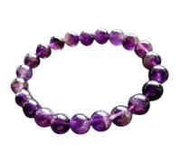 Natural Amethyst 8mm Smooth Cut Beads Gemstone Stretch Bracelet Round Shape Stone Purple Color 7 Inch Stretchable Wristband For Unisex Healing Meditation Prosperity Gift & Luck |L_STBC_00395_6.5