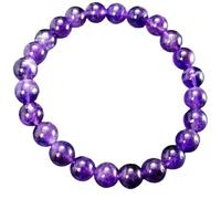 Natural Amethyst 8mm Smooth Cut Beads Gemstone Stretch Bracelet Round Shape Stone Purple Color 7 Inch Stretchable Wristband For Unisex Healing Meditation Prosperity Gift & Luck |L_STBC_00417_7.5