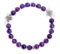 Natural Amethyst 8mm Smooth Cut Beads Gemstone Stretch Bracelet Round Shape Stone Purple Color 7 Inch Stretchable Wristband For Unisex Healing Meditation Prosperity Gift & Luck |L_STBC_00424_8