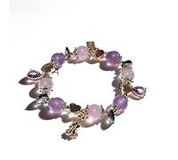 Natural Amethyst Bead Bracelet: Niche, high-end design aesthetic. Anxiety-relieving, healing jewellery. Enhances good fortune and strength. An excellent choice for a girl's light luxury gift.