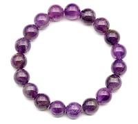 Natural Amethyst Beaded Stretchy Bracelet, Genuine Purple Crystal, Aquarius Gemstone Elastic, 8mm Beads, Fashion Jewelry, Healing Chakra, Durable