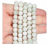 Natural Amethyst Beads 7-8mm Faceted Square Cube Geometric Shape Loose Beads for Jewelry Making DIY Accessories-White Green jade-7-8mm About 45pcs