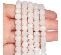 Natural Amethyst Beads 7-8mm Faceted Square Cube Geometric Shape Loose Beads for Jewelry Making DIY Accessories-White jade-7-8mm About 45pcs