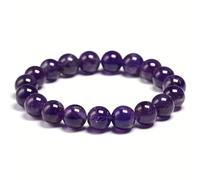 Natural Amethyst Bracelet Women Couple Stone Purple Quartz Bracelets 6/8/10mm Bead Men Bangles Jewelry Gifts(18cm,10MM)