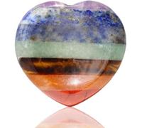 Natural Amethyst Carved Thumb Worry Stone Thumb Anxiety Stones Crystal Pocket Palm Stones Stress Relief Reiki Healing Meditation (D-Heart-Shaped Seven-Color Stone)