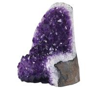 Natural Amethyst Cluster with Polished Edges - Real Raw Geode Healing Crystal Rock from Uruguay - Deep Purple Decor - FREE Velvet Pouch of Rose Quartz, 4 lbs - 5 lbs