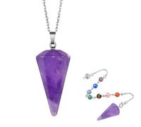 Natural Amethyst Crystal Pendulum - Hexagonal Pointed Gemstone for Dowsing, Reiki, Healing, Divination & Witchcraft Supplies
