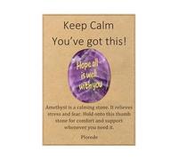 Natural Amethyst Crystal Worry Stones, Healing Crystals for Anxiety Relief for Adults, Thumb Stones for Stress, Spiritual Gifts for Women, Inspirational Meaningful Crystal Gifts with Gift Card