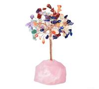 Natural Amethyst for Crystal Tree with Assorted Bases for Feng Shui Desk Decoration, 12-13cm Wealth Tree Made of Polished Gemstone Chunks(A)