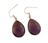 Natural Amethyst Gemstone Dangle Earring 3.5x1.5mm | Made in 925 Sterling Silver, Silver Plated |Pear Shape Stone, Faceted Minimlist Style Dangle For Women & Girls |LK_RDG_00237