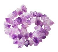 Natural Amethyst Quartz Crystal Raw Stone, Healing Reiki Crystal Sontes Drilled Loose Bead for Jewelry Making Home Decoration