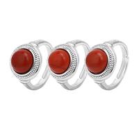 Natural amethyst red stone round interface crystal ring opening adjustable simple creative unisex all-match summer jewelry - 1 piece Red Jasper One Size