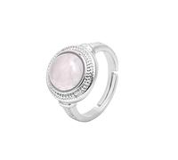 Natural amethyst red stone round interface crystal ring opening adjustable simple creative unisex all-match summer jewelry - 1 piece Rose Quartz One Size