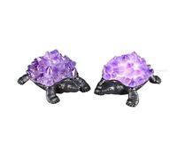 Natural Amethyst Turtle Night Lamp - Crystal Geode Turtle with LED Light, Spiritual Healing Night Light for Home Decor(Amethystteeth)