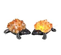 Natural Amethyst Turtle Night Lamp - Crystal Geode Turtle with LED Light, Spiritual Healing Night Light for Home Decor(Yellowcrystaltooth)(Yellowcrystaltooth)