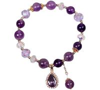 Natural Amethyst Water Drop Bracelet, Natural Amethyst Bracelet Symbol of Love and Wisdom, Purple Crystal Water Drop Bracelets, Relieves Stress, Improves Sleep (Purple)